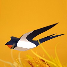 Pájaro de papel 3D de Plego. Golondrina común 