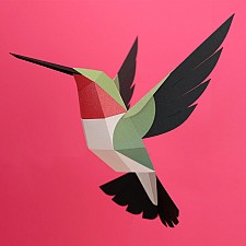 Pájaro de papel 3D de Plego. Colibrí coliancho