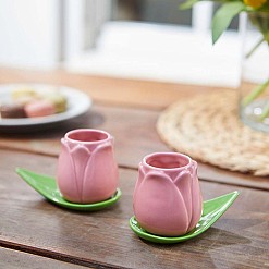 Set de 2 tazas de café con forma de tulipán
