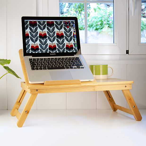  Mesa de bambú para cama – Escritorio resistente para