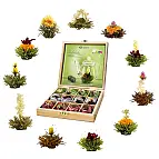 Set de regalo de 12 flores de té en caja de madera