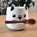 Taza perrito con cuchara de madera