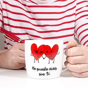 Taza con ilustración No puedo vivir sin ti