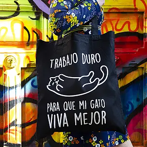 Tote bag Trabajo duro para que mi gato viva mejor