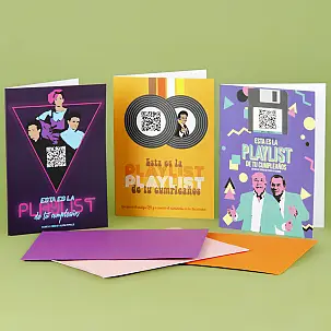 Tarjetas de cumpleaños con playlist Te quedaste en...