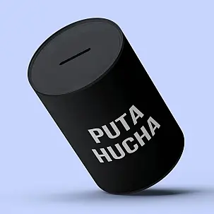 Hucha original con mensaje Puta hucha