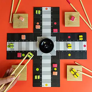 Juego de parchís en forma de sushi