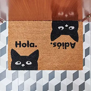 Felpudo gato Hola y Adiós