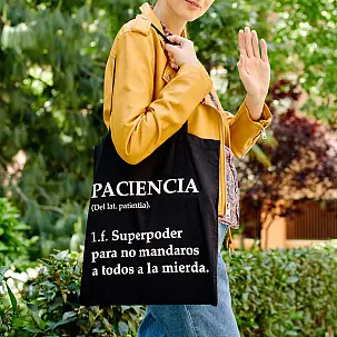 Tote bag con definición de paciencia