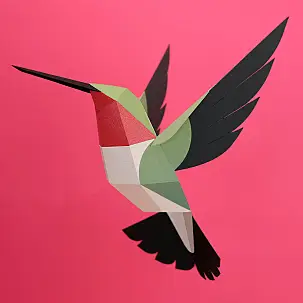 Pájaro de papel 3D de Plego. Colibrí coliancho