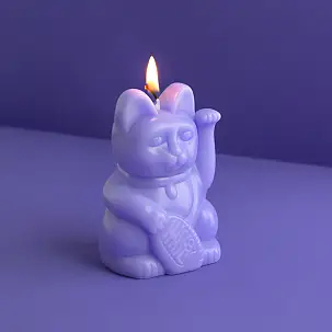 Vela en forma de gato de la suerte