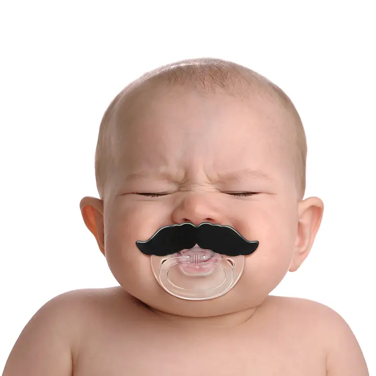 Un chupete con bigote para bebés muy serios