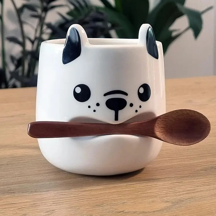 Taza perrito con cuchara de madera