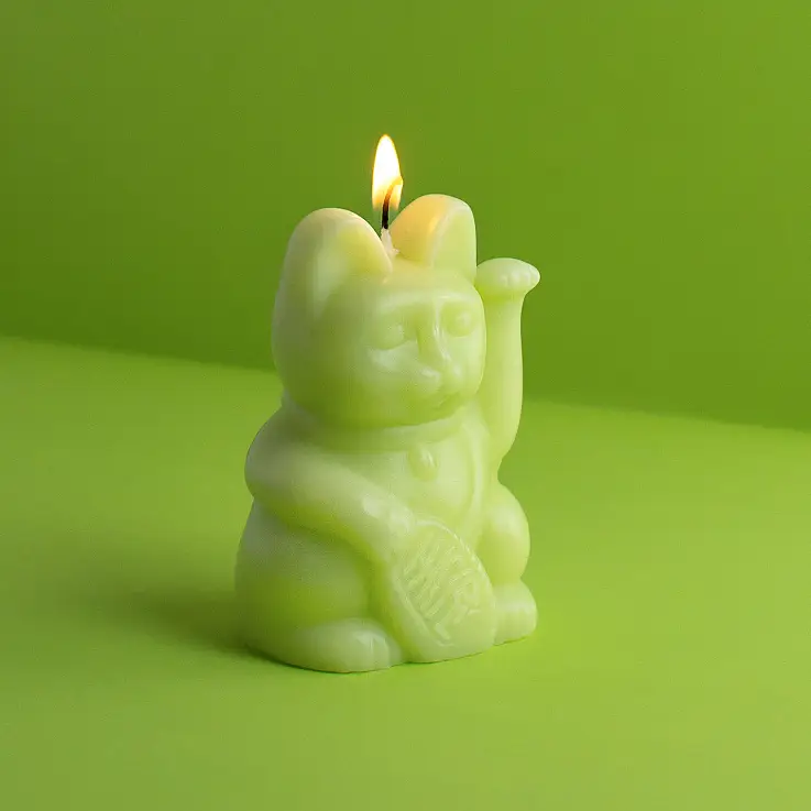 El tradicional maneki neko convertido en vela